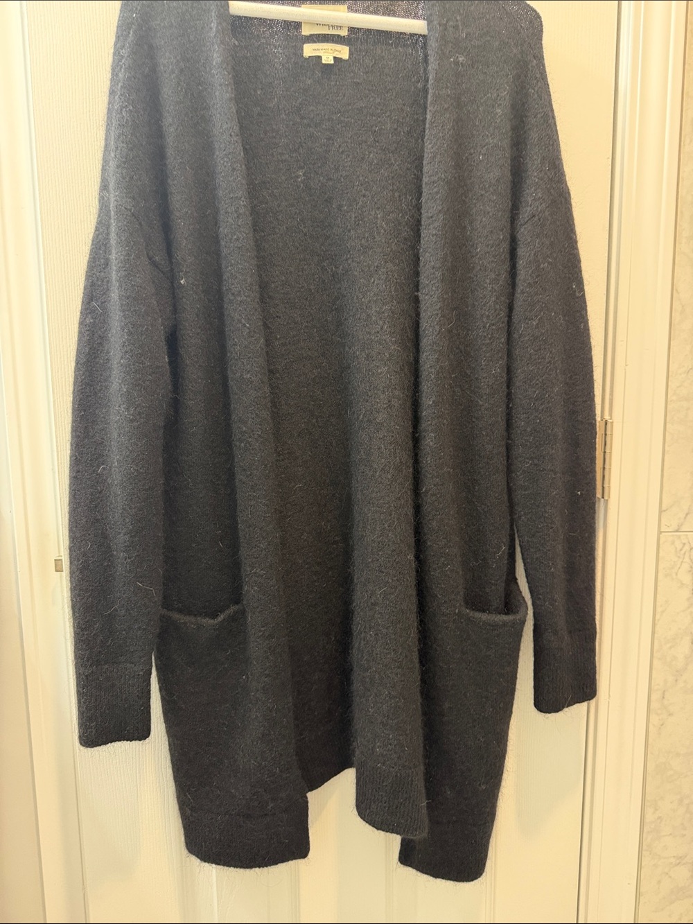 Aritzia Wilfred Free Black Open-Front Longline Cardigan with Pockets
